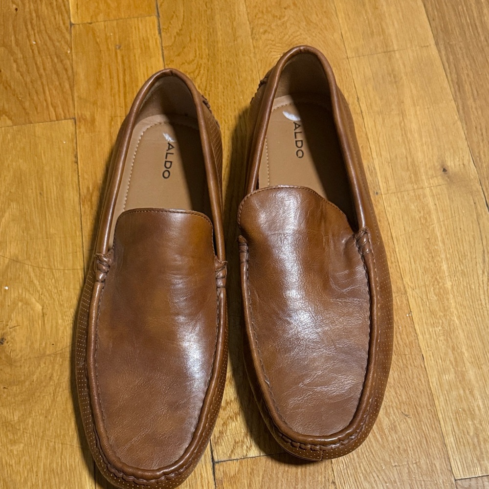Aldo Men's Brown Leather Slip-On Loafers Sz 12